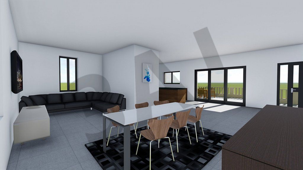 Perspective 3D du séjour de la villa BF